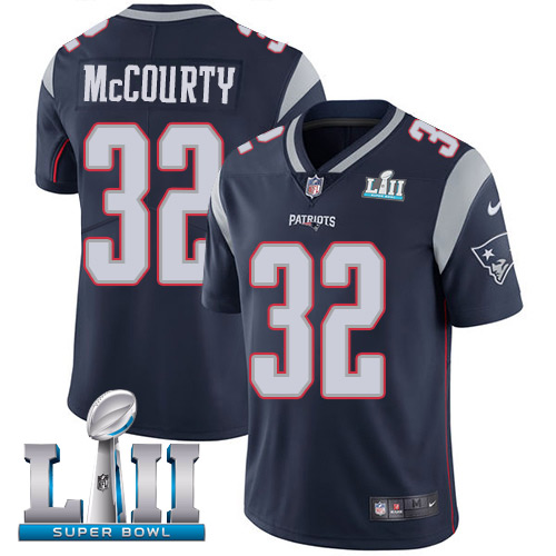 Nike Patriots #32 Devin McCourty Navy Blue Team Color Super Bowl LII Men's Stitched NFL Vapor Untouchable Limited Jersey